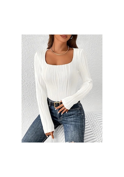 Wild Flower Elastanlı Beyaz Bluz Yüksek Bel Uzun Kollu Kare Yaka Örme Kumaş Bahar Sonbahar Kış Bluz Beyaz Wild Flower Elastanlı Beyaz Bluz Yüksek Bel Uzun Kollu Kare Yaka Örme Kumaş Bahar Sonbahar Kış Bluz Beyaz