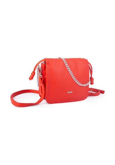 Nas Bag Kadın Zincirli Büzmeli Çıtçıtlı Omuz Ve Çapraz Çanta Kırmızı
