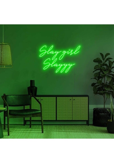 Slay Girl Slayyy Yazılı Neon Tabela Yeşil