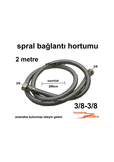 SPRAL BAĞLANTI 200 CM 3/8-3/8 BAĞLANTI SPRALİ ÇELİK HORTUM ÇOK UZ