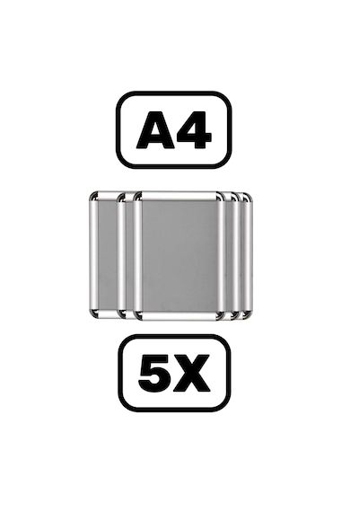 Cengo Alüminyum A4 Rondo Açılır Kapanır Çerçeve 21x30 5 Li Paket 21 x 30 CM