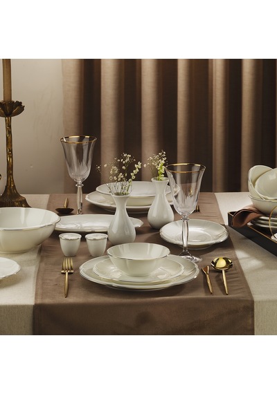 Evaliza Terra Royal Gold 32 Parça 6 Kişilik Yemek Takımı Renkli