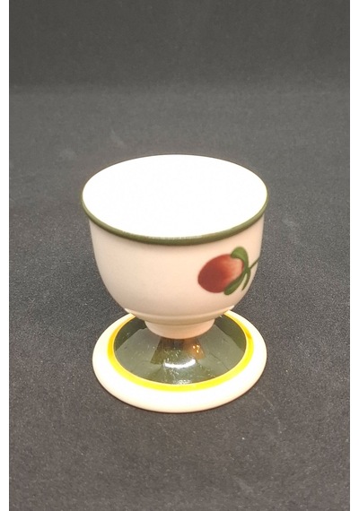 El Boyaması Çiçekli Mettlach Porselen 4 Adet Vintage Yumurtalık Haki