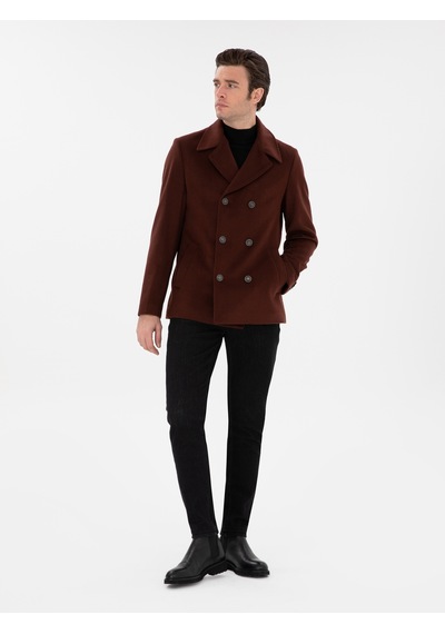 Cacharel Pas Slim Fit Yün Karışımlı Kaşe Kaban Kahverengi
