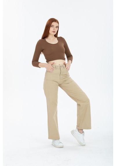 Alissa 90's Kar Yıkama Kar Gri Likralı Süper Yüksek Bel Wide Leg Salaş Jeans Palazzo Pantolon Koyu Gri