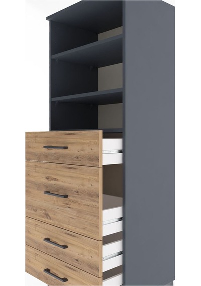 Hyperion Dolap 3 Raflı 4 Çekmeceli 60x44x163 Antrasit-çam Antrasit
