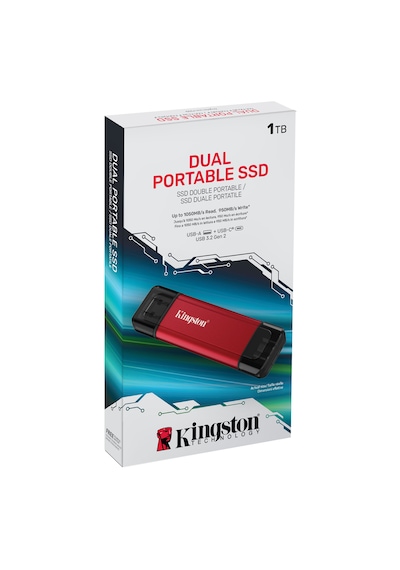 Kingston 1tb 1050/950mb/s Usb Gen 2.2 Type-c Mini Kırmızı Harici Taşınabilir Ssd Bellek Spsd/1tb