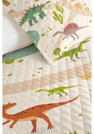 Evimde Bambaşka Dinazor Yeşil Çocuk Odası Tek Kişilik Pike Takımı-yollu Pastel Bej 160x220 CM Kapitone Yatak Örtüsü Evimde Bambaşka Dinazor Yeşil Çocuk Odası Tek Kişilik Pike Takımı-yollu Pastel Bej 160x220 CM Kapitone Yatak Örtüsü