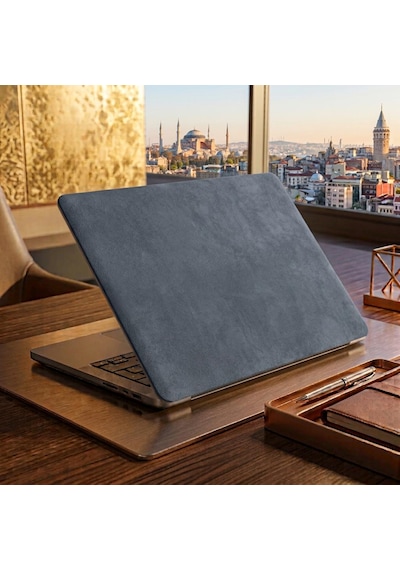Kendinden Yapışkanlı Alcantara Laptop Kaplama 48x30 Cm Süet Doku Arka Kapak Çizilme Önleyici Koruyucu Skin Gri