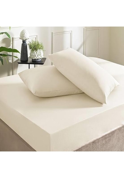 Clasy Tek Kişilik %100 Pamuklu Lastikli Çarşaf + 1 Adet Yastık Kılıfı 100 X 200 Ekru