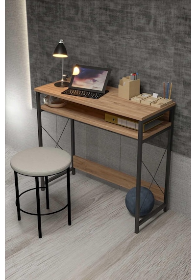 Reyo 90x37cm Metal Ayaklı Çalışma Masası Bilgisayar Masası Atlantik Çam