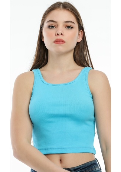 Kadın Crop Örme Atlet-tişort Spr21y12 001
