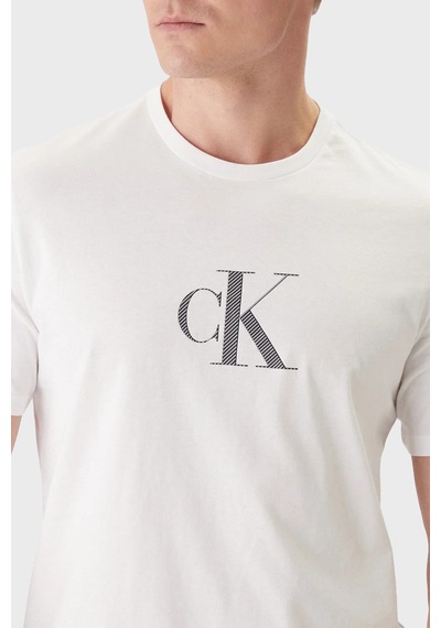 Calvin Klein Erkek T Shirt Lv04rf853g Yaf Beyaz Beyaz