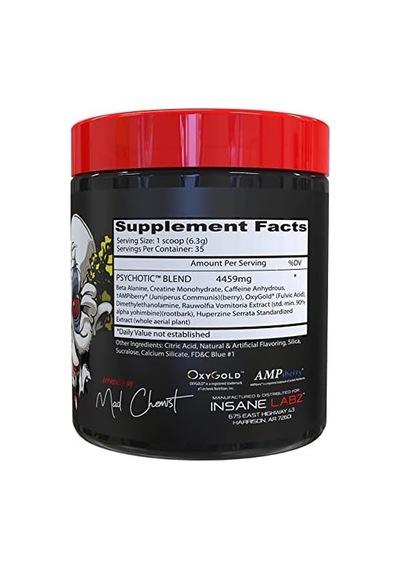Insane Labz Psychotic Preworkout Blue Raspberry 35 Servis Aromalı