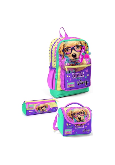 Coral High Kids Sarı Pembe Sevimli Köpek Desenli 3 Lü Okul Çanta Seti Set0123752