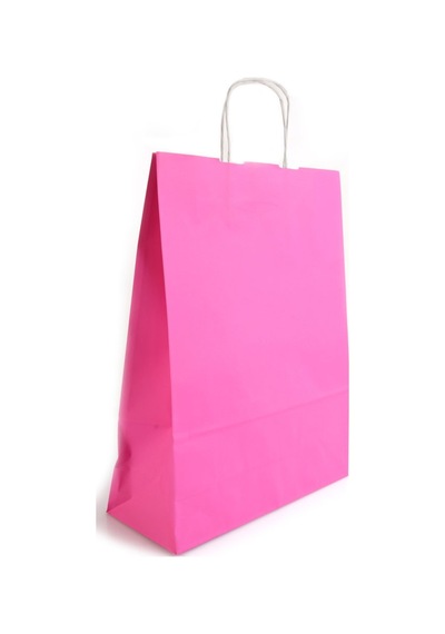 Büküm Saplı Kağıt Çanta Fuşya 25x12x31 (25'li) Büküm Saplı Kağıt Çanta Fuşya