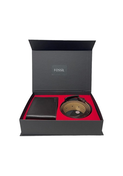 Fossil Kahve Napa Cüzdan 1826&3,5 Cm Hakiki Deri Kemer Seti 110cm Kahverengi