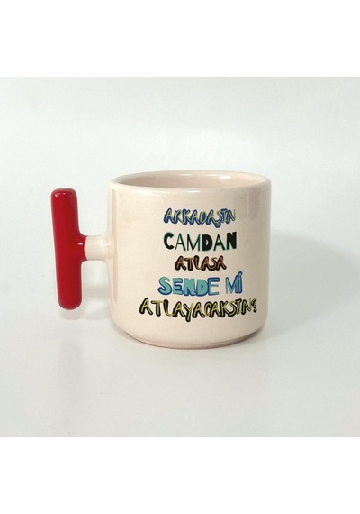 Sende Mi Atlayacaksın Baskılı Kırmızı Kulplu T Öğretmenler Günü Kupası