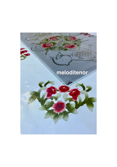Desenli Şeffaf Kaplama Dikdörtgen Pvc Muşamba Masa Örtüsü Koruyucu 125 X 155 Cm Pembe