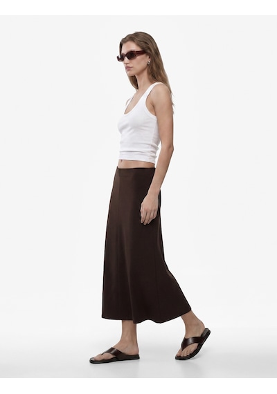 Koton Modal Kumaş Midi Etek Kahverengi 6sak10151ek Kahve