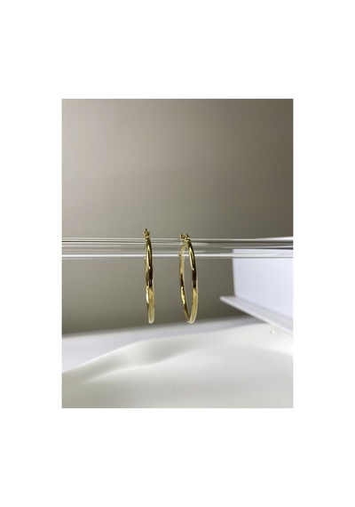 Çelik 3 Cm Klipsli Halka Küpe Gold