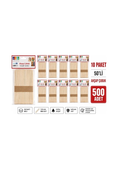 Ahşap Geniş Dondurma Çubuğu Abeslang 500 Adet