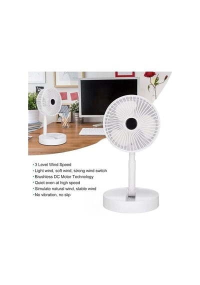 Coverzone Yüksekliği Ayarlanabilir 31cm - 37 Cm Taşınabilir Masaüstü Mini Usb Fan Şarj Edilebilir Telefon Tutucul