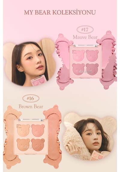 Dasique Karıştırılabilir Renk Tonlarına Sahip 4lü Jel Allık Blending Mood Cheek 17 Mauve Bear 17 Mauve Bear