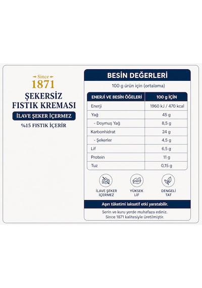 Fıstık Kreması %15 Antep Fıstığı İlave Şeker İçermez 200 G
