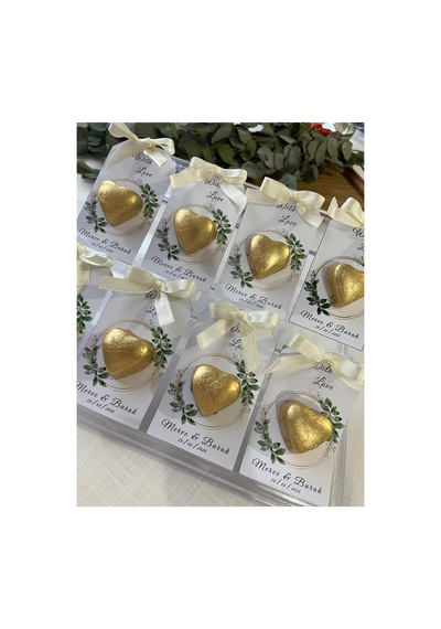 25 Adet Kişiye Özel İsimli Kartlı Söz Nişan Nikah Çikolatası Gold Kalpli - 927103299 Diğer