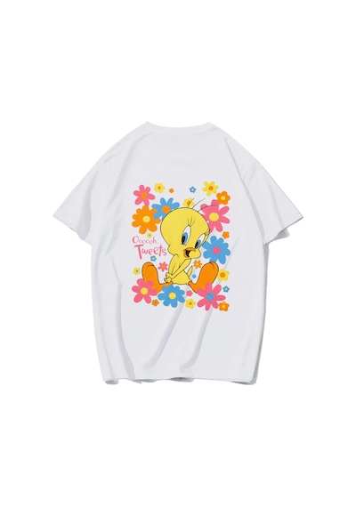 Brz Collectıon Brz Collection Unisex Oversize Tweety T-shirt Beyaz