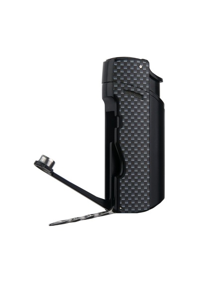 Quantoro Tek Torch Pürmüz Delicili/iğneli Siyah Karbon Desenli Metal Puro Çakmağı - Trz1188