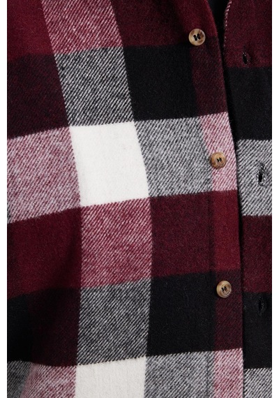 Tudors Erkek Slim Fit Dar Kesim Kareli Kışlık Oduncu Gömlek-42327 Bordo