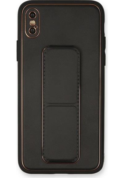 Muratech Newface Apple Uyumlu iPhone Xs Max Kılıf Coco Deri Standlı Kapak - Siyah