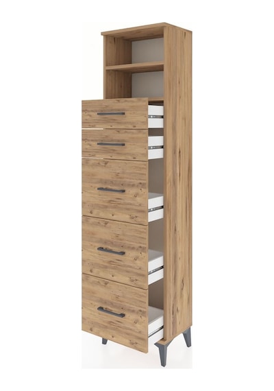 Arges Dolap 2 Raflı 5 Çekmeceli 44x30x182 Çam-çam Atlas Çam