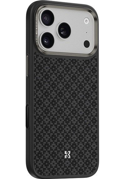 Apple Uyumlu iPhone 17 Pro  Kılıf M-safe Şarj Özellikli Benks Armorpro Armorgrid Serisi Kevlar Kapak Siyah Siyah