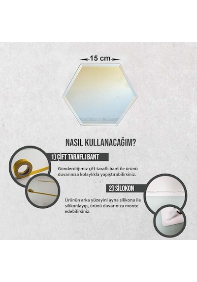 Decorıta Ayna - 13'Lü Takım Altıgen Ayna Çok Renkli