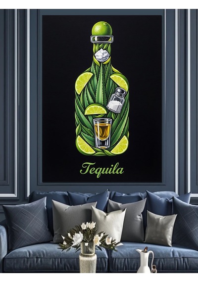 Ahşap Tablo Tequila İçeceği Kaktüs Yeşil Dekoratif Tablolar