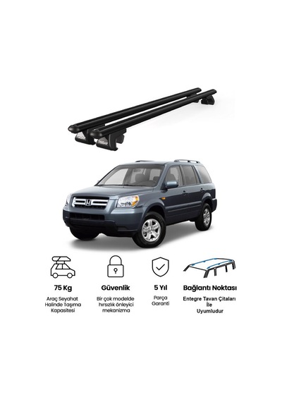 Venüs Honda Pilot 2003-2008 Uyumlu Siyah Ara Atkı Port Bagaj Tavan Barı