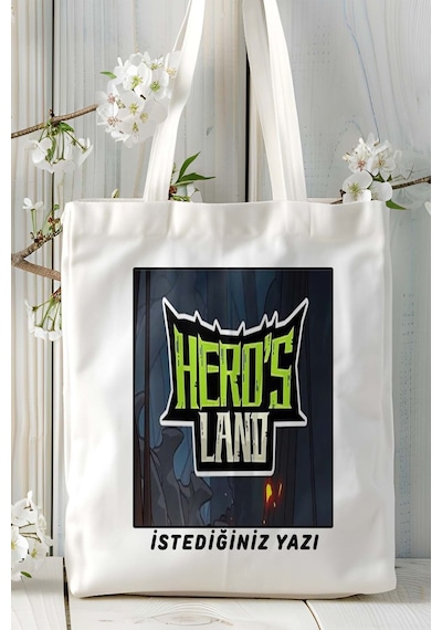 Art Hediye Heros Land Oyun Baskılı Bez Çanta Omuz Çantası Kişiye Özel Model 2 Çok Renkli