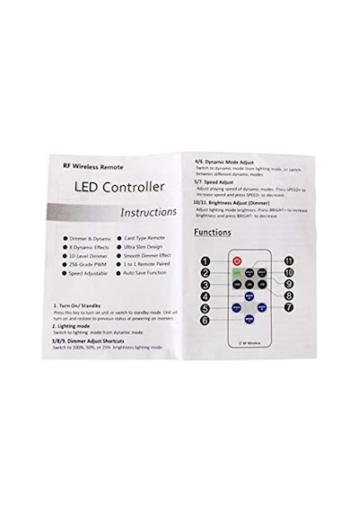 Uzaktan Kumandalı Şerit Led Dimmer Led Işık Kontrolü 12v/24v Pil Hediyeli 10 Parça Siyah