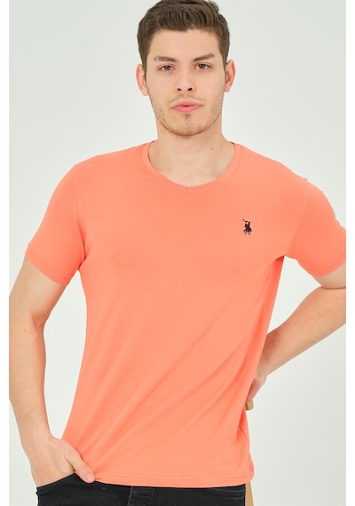 T8568 Dewberry V Yaka Erkek T-shırt-turuncu Turuncu