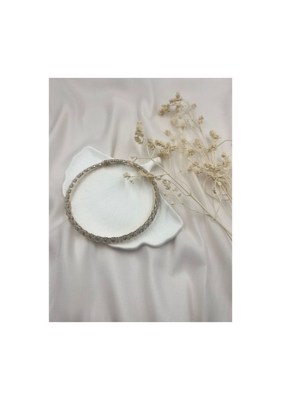 Lunarie Altın Renk Işıltılı Taşlı Choker Kolye