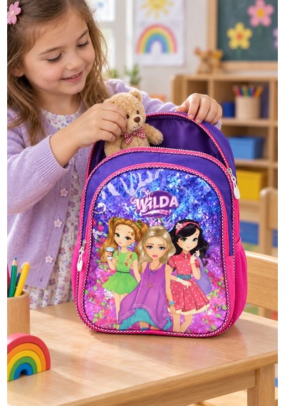 Wilda Girl Anaokulu Okul Çantası Çocuk Sırt Çantası Günlük Okul Kullanımı 30 X 24 X 11 Cm Çok Renkli