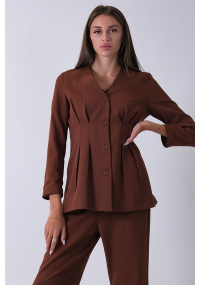 Feminist Kahve Önü 4 Düğme Kapamalı Pantolonlu Takım 4592261.05 Kahve