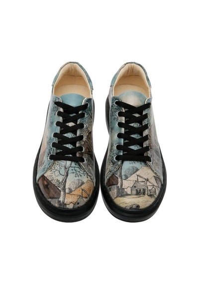Kadın Vegan Deri Mavi Sneakers - Back İn Town Tasarım Çok Renkli