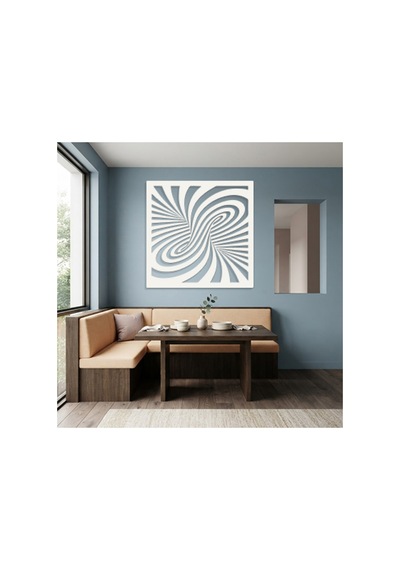 Optik İllüzyon Metal Duvar Tablosu - Metal Duvar Sanatı - Duvar Dekoru - 100 X 100 Cm Beyaz