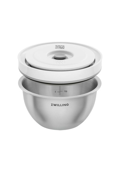Fresh & Save Bowls Vakumlu Saklama Kabı, S, 12 Santimetre, Paslanmaz Çelik, Metalik Gri Açık Ahşap