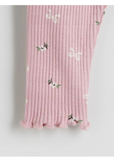 LC Waikiki Lcw Baby Pembe Dantel Detaylı Kız Bebek Sweatshirt Ve Tayt Dusty Rose