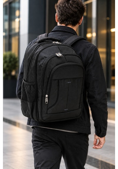 Bags Prime Siyah Çok Bölmeli Geniş Hacimli Okul Seyahat Ve Günlük Sırt Çantası - Siyah